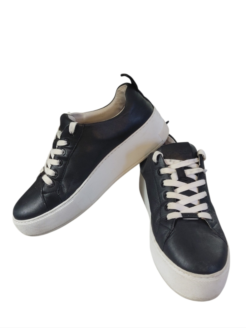 J Slides Maya Black Leather Platform Low-Top Sneakers Women's Size 9
